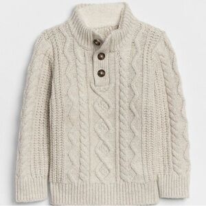 Gap Cable Knit Sweater with Button Collar wool blend 4T